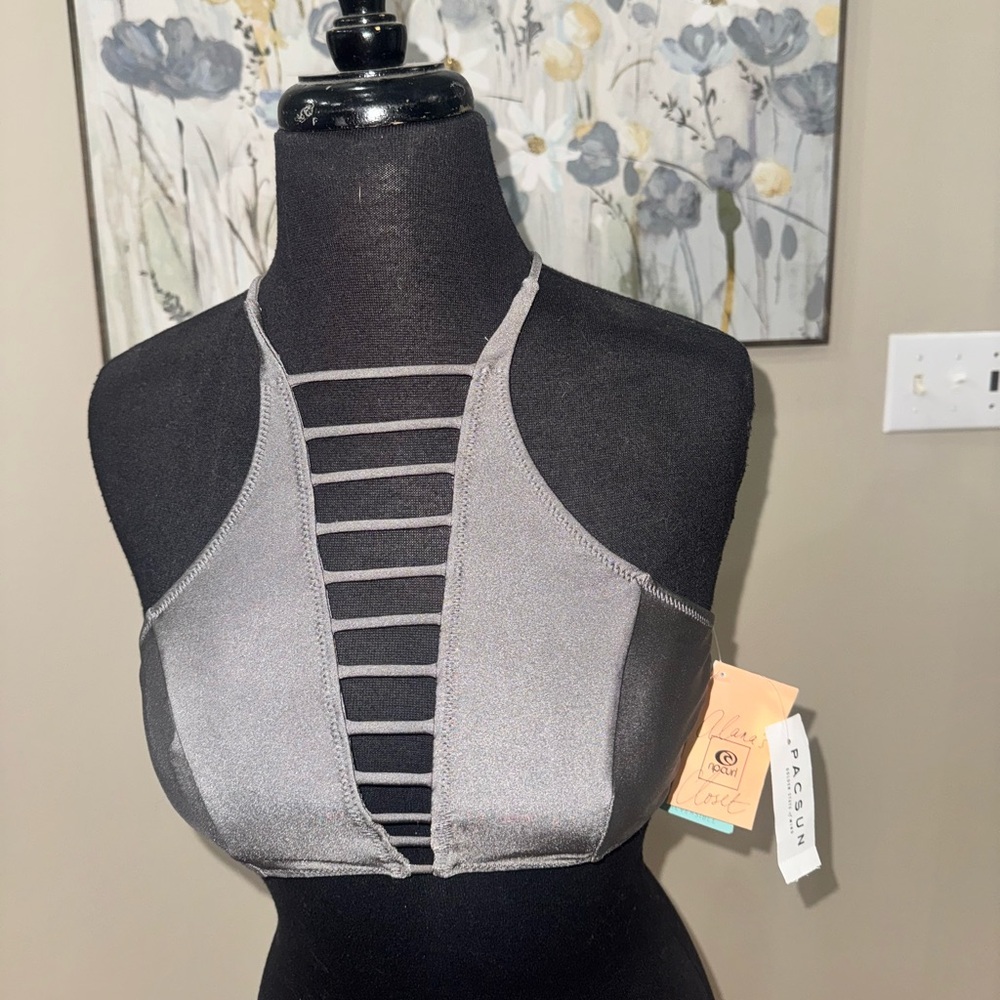 NWT PACSUN RIPCURL pewter bikini top